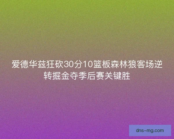 爱德华兹狂砍30分10篮板森林狼客场逆转掘金夺季后赛关键胜